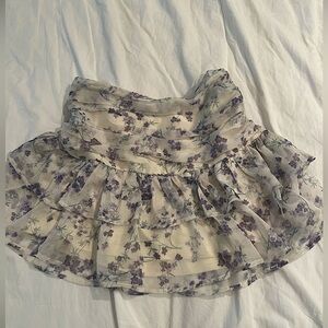Altar'd State Cream and Purple Floral Mini Skirt
